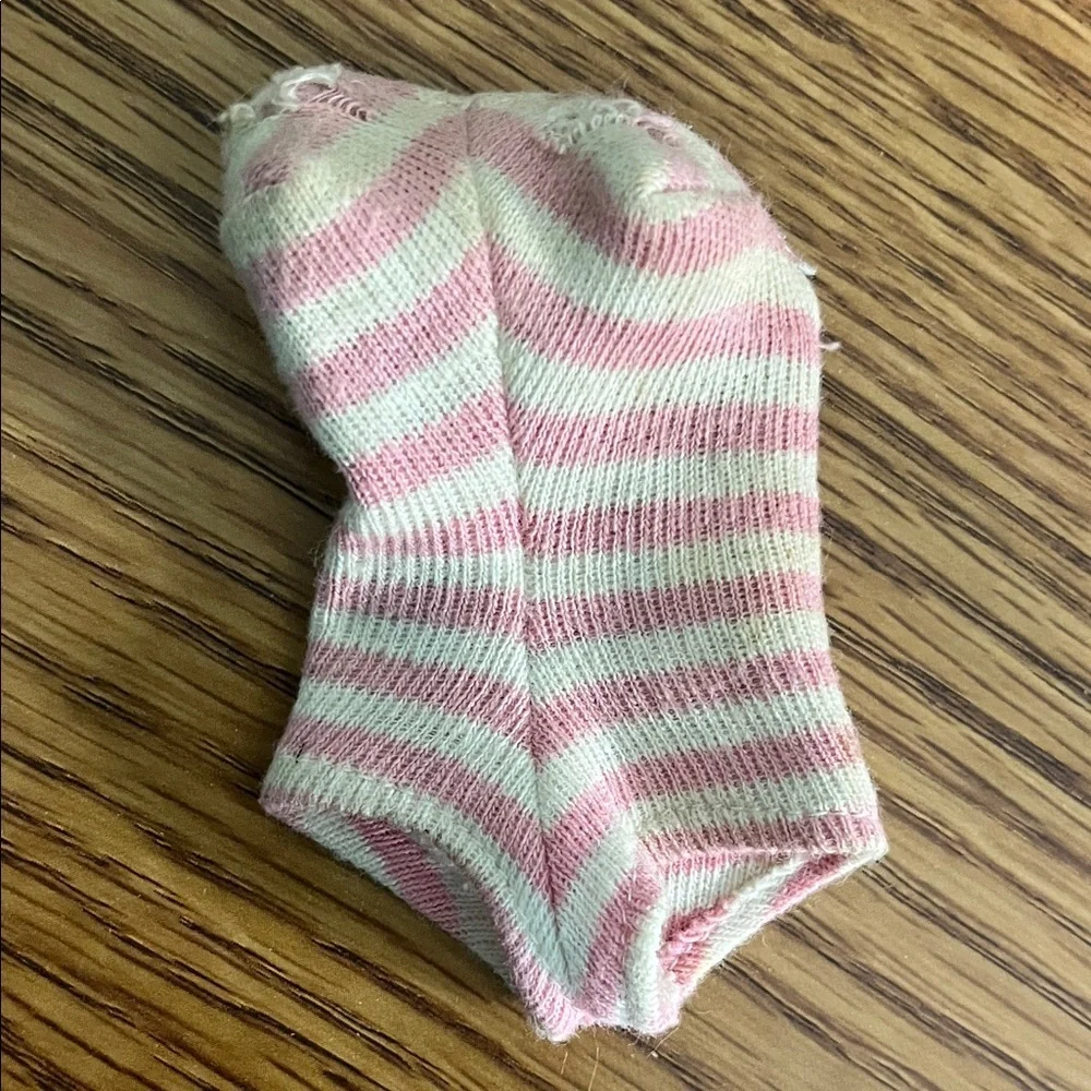Vintage Barbie Clone Pink & White Striped Bathing Suit Strapless